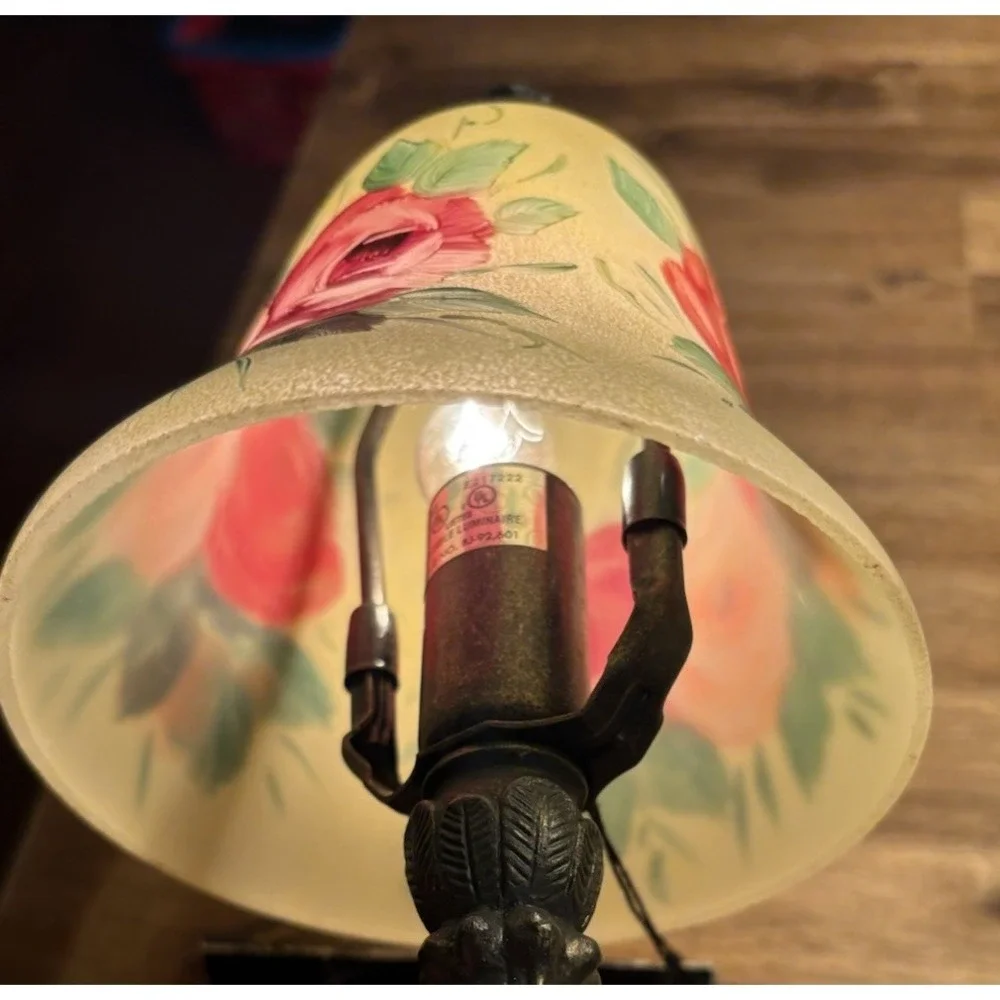 Dale Tiffany Hand Painted RoseBell Lamp Gift Set Candle Holder Wooden Jewelry Bo - Picture 13 of 16